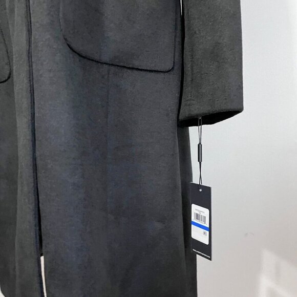 NWT KARL LAGERFELD WOMEN'S BLACK WOOL BLEND GOLDEN CHAIN TRENCH COAT- XL - Picture 7 of 16